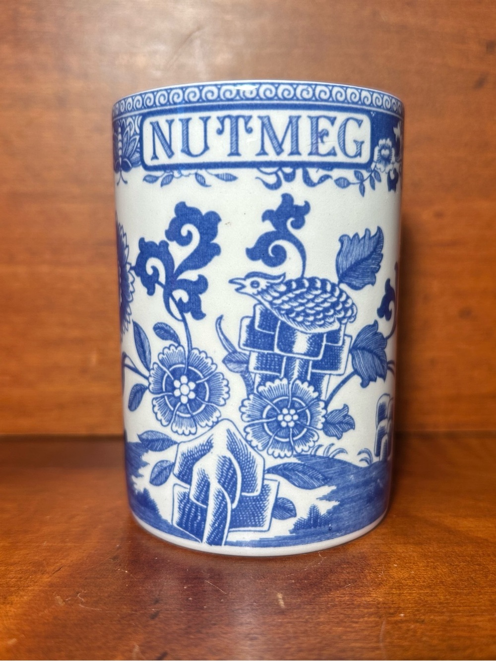 Blue and White Nutmeg Ceramic Spice Jar